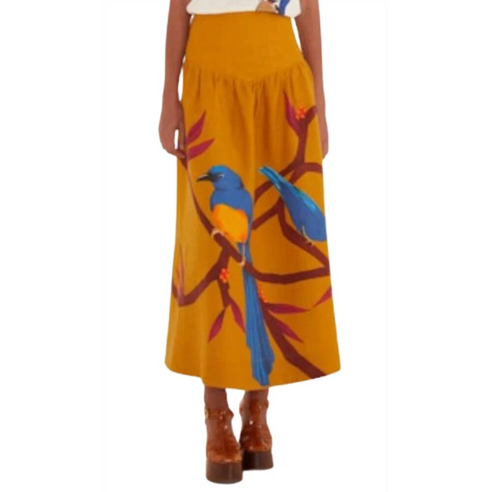 NEW FARM RIO bird-print maxi skirt in brown - Picture 4 of 5